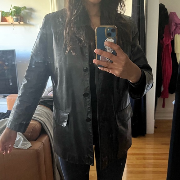 M0851 Rugby North america. Black leather jacket - Picture 4 of 7